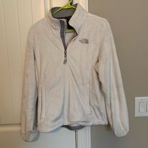 Womens furry white north face jacket. Size medium.